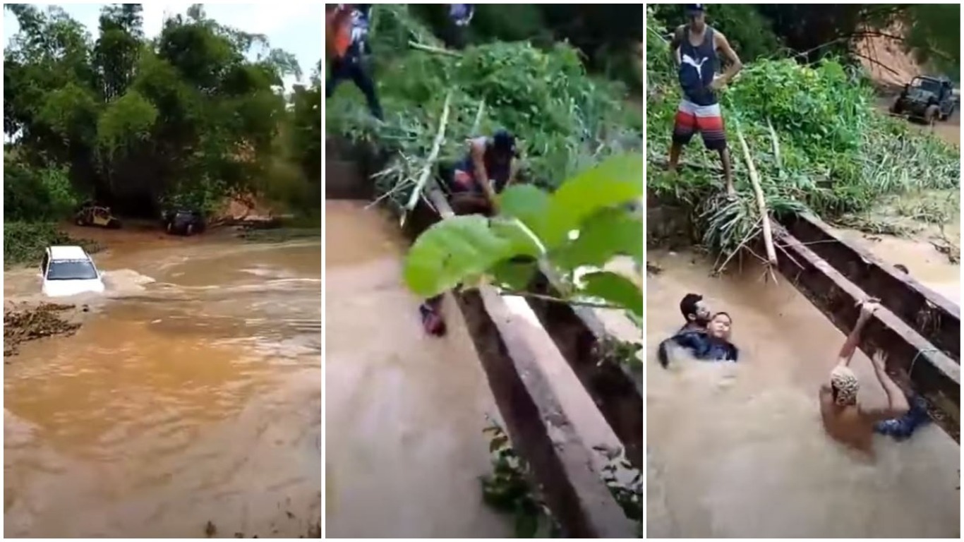 V Deo Fam Lia Resgatada De Carro Arrastado Por Correnteza