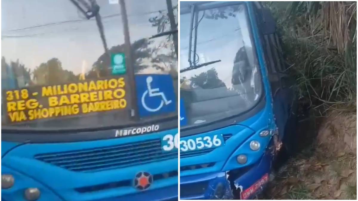 Ônibus perde freio sobe em barranco e deixa três feridos em BH