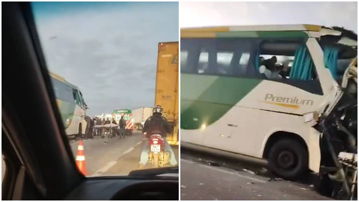 Batida entre ônibus e carreta deixa feridos na BR 381 em Minas