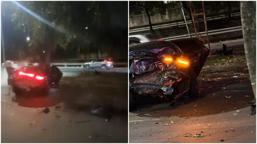 Carro bate em árvore na avenida dos Andradas em BH