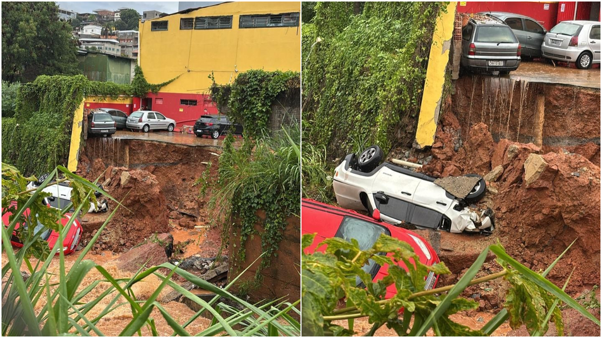 Chuva Forte Arrasta Carros E Asfalto Cede No Barreiro Em Bh