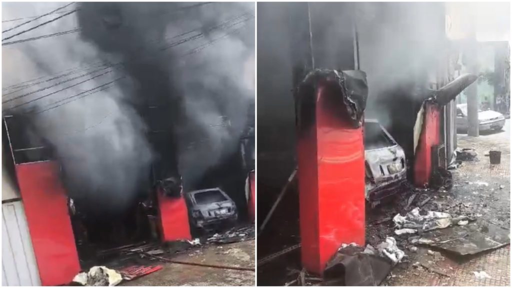 V Deo Carro Pega Fogo Dentro De Oficina Em Bh