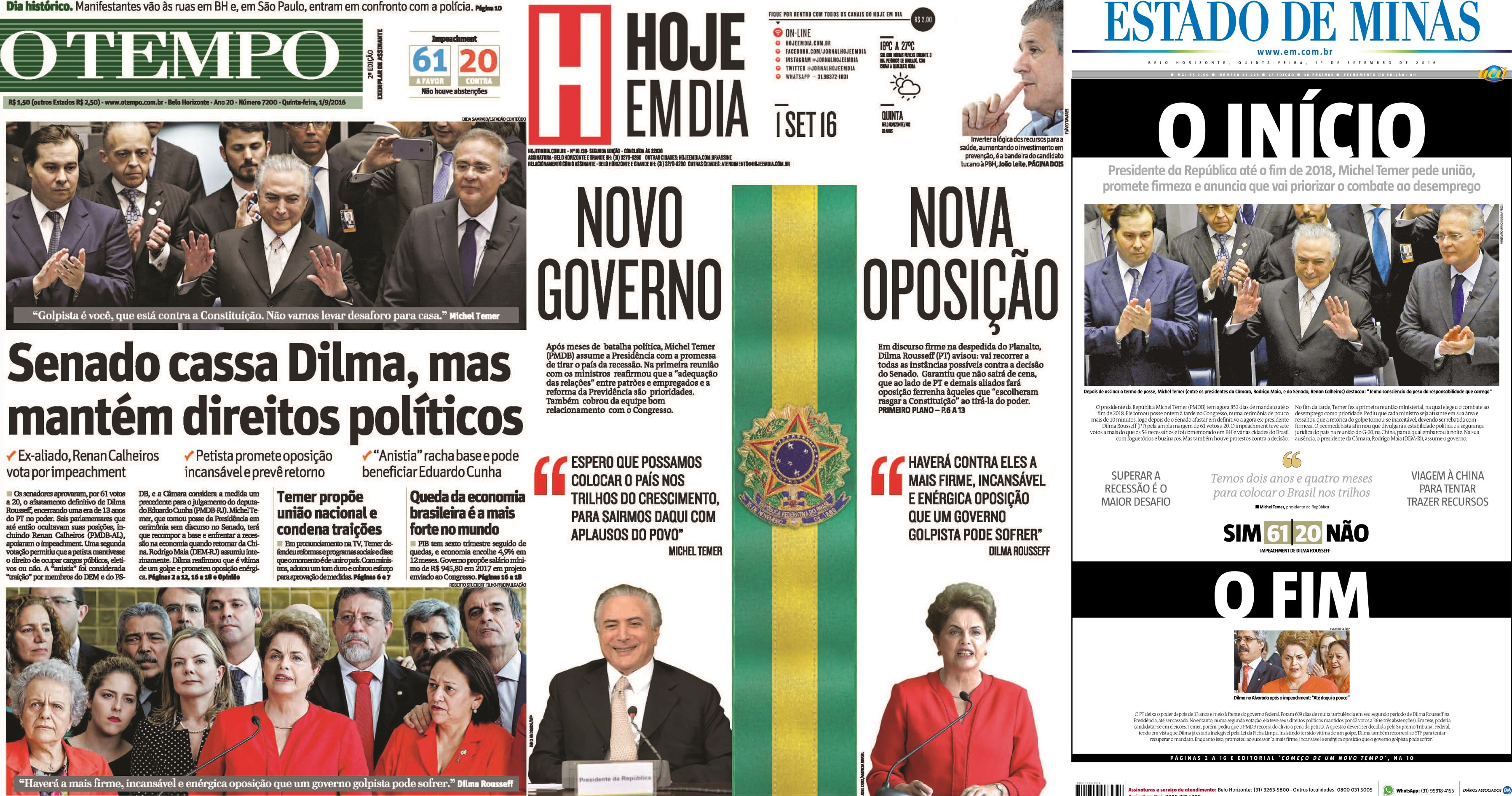 Capas Dos Principais Jornais De BH Nesta Quinta-feira, 1º De Setembro