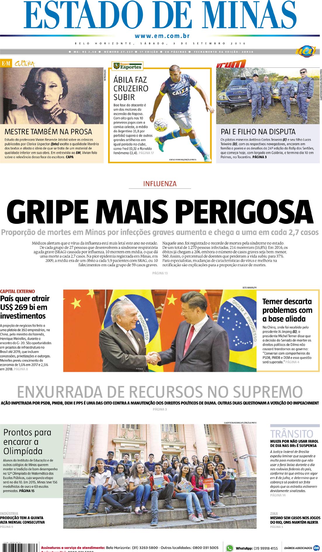 Capas Dos Principais Jornais De Bh Neste Sábado 3 De Setembro 