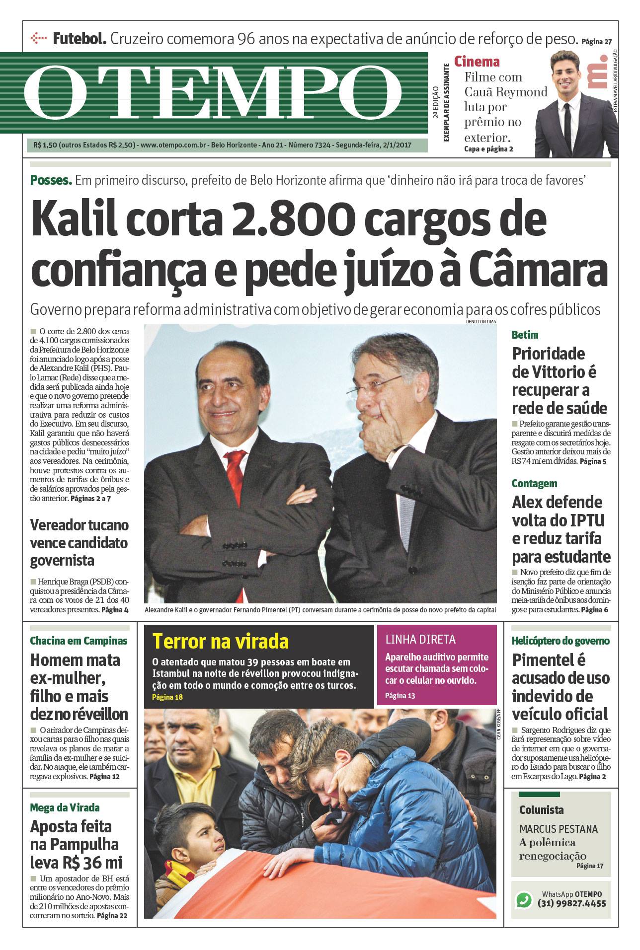 Capas Dos Principais Jornais De Belo Horizonte Nesta Segunda Feira 2 De Janeiro