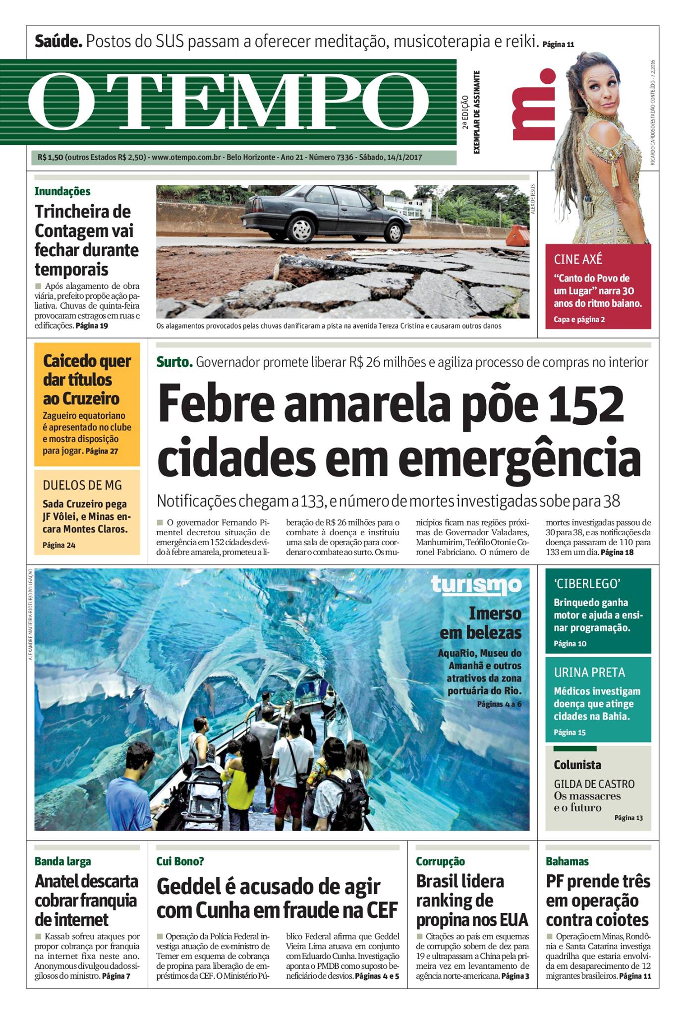 Capas Dos Principais Jornais De Bh Neste Sábado 14 De Janeiro 