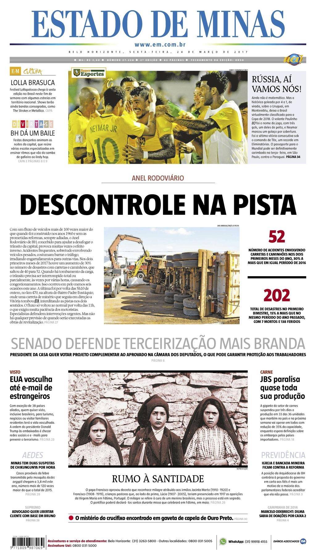 Capas Dos Principais Jornais De Bh Nesta Sexta Feira 24 De Março 