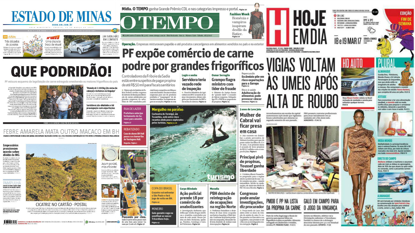 Capas Dos Principais Jornais De Bh Neste Sábado 18 De Março 