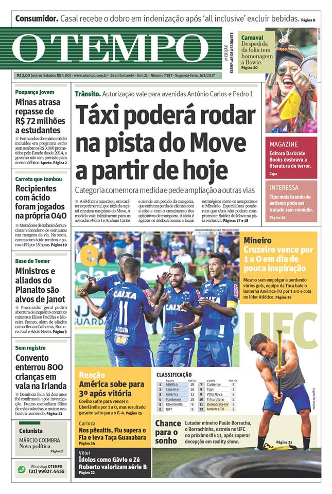 Capas Dos Principais Jornais De Bh Nesta Segunda Feira 6 De Março