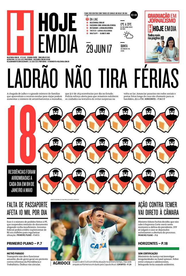 Capas Dos Principais Jornais De BH Nesta Quinta-feira, 29 De Junho