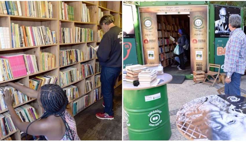 container com livros