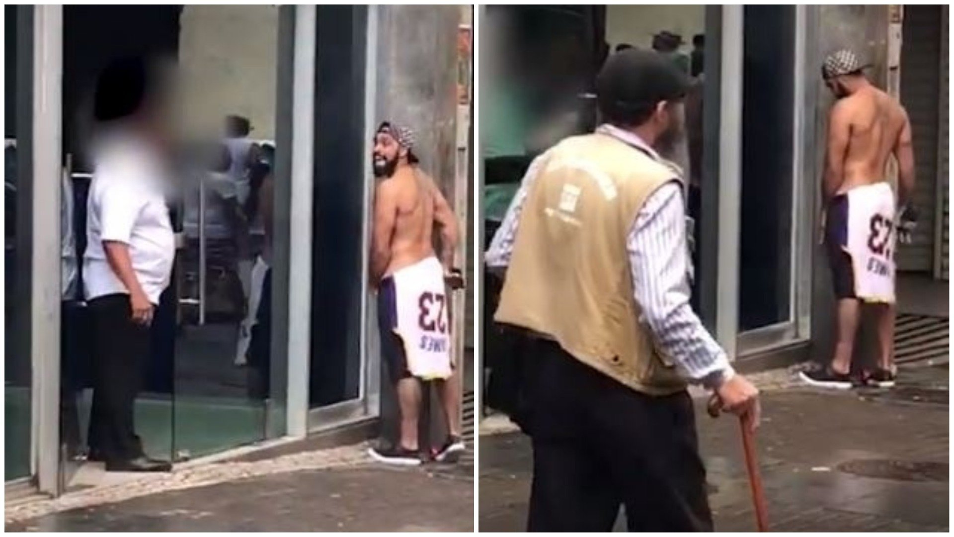 Mijão é flagrado em porta de prédio no Centro de BH e bate-boca com  porteiro; veja vídeo