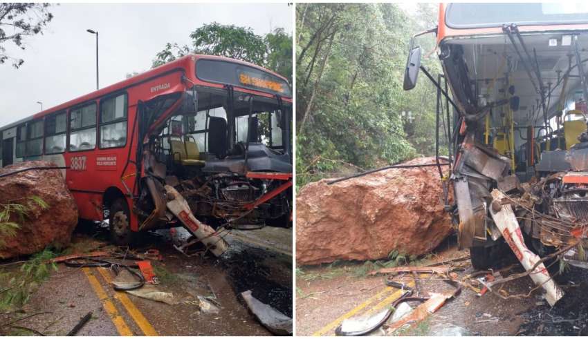 Resultado de imagem para Ônibus é atingido por pedra e deixa quatro feridos em Nova Lima (MG)