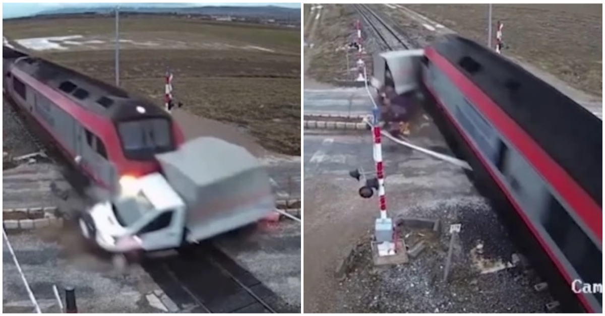 trem atinge van acidente