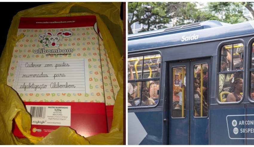 material escolar em onibus