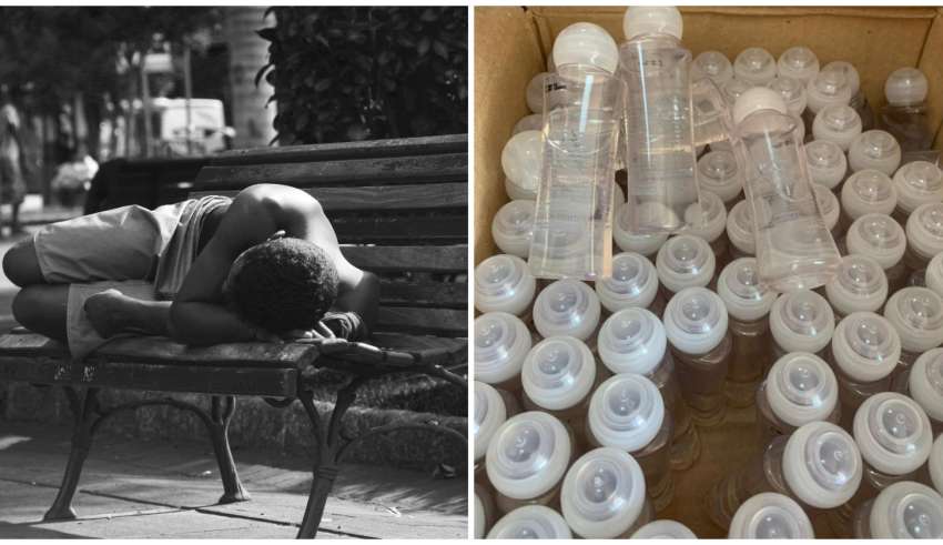 Produtos de higiene pessoal doados moradores em situação de rua