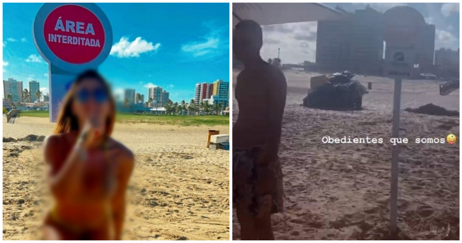 Jovens publicam foto em praia interditada