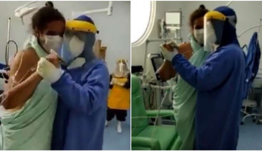 médico dança paciente coronavírus