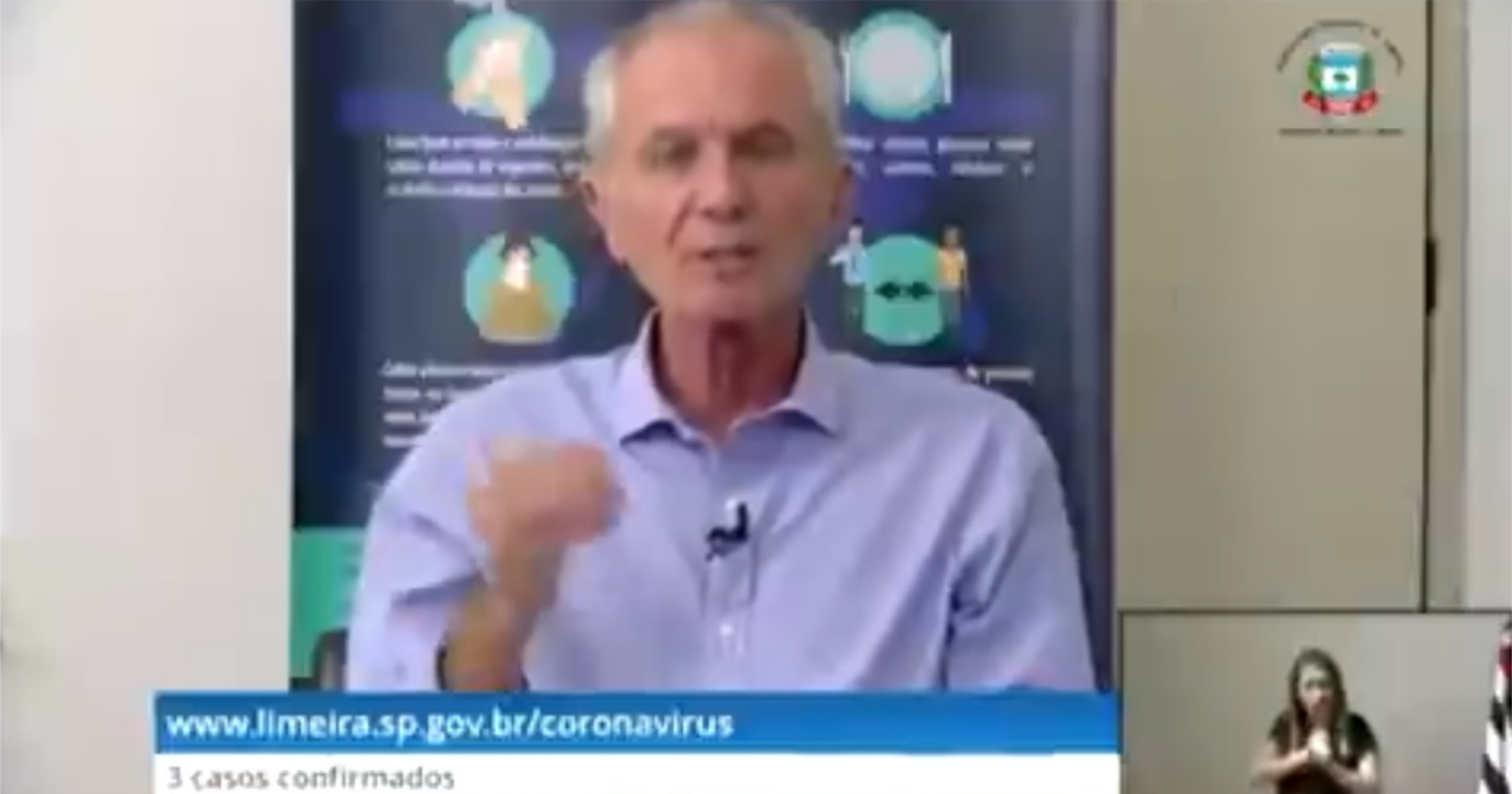 prefeito de limeira faz discurso sobre coronavírus