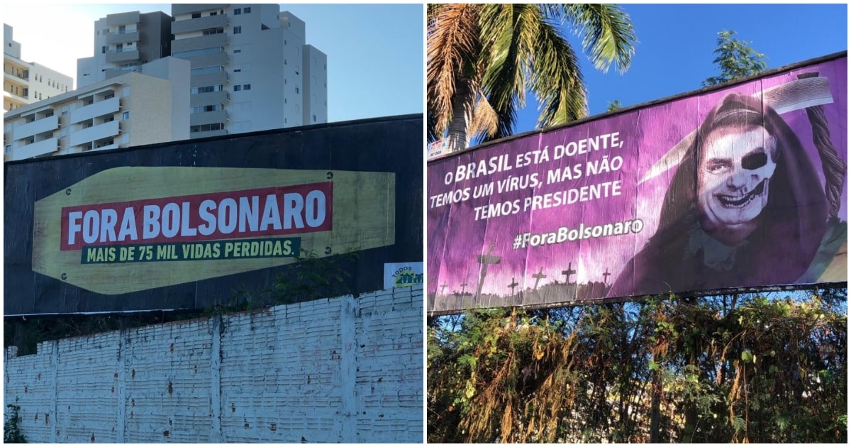 Outdoor com críticas a Bolsonaro em Montes Claros