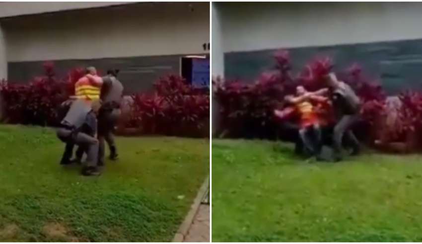 policiais entregador grama
