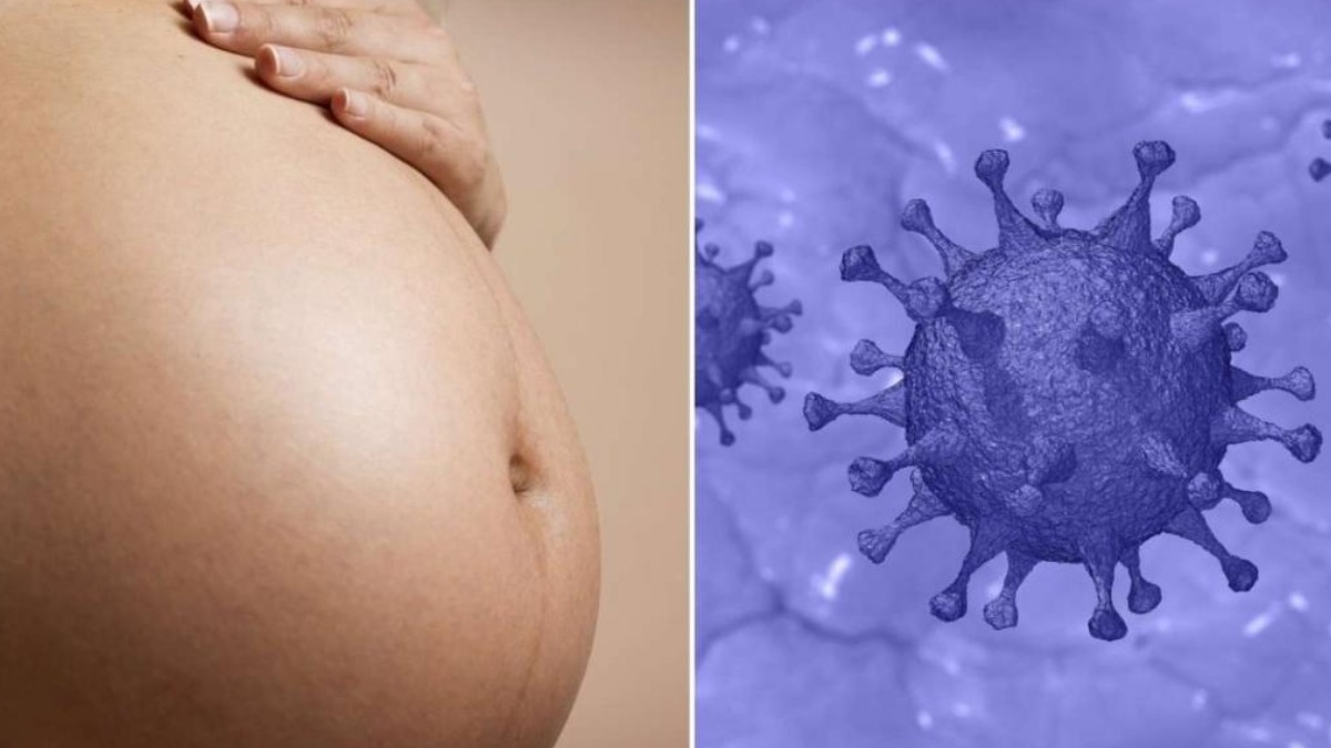 barriga de mulher grávida e coronavírus