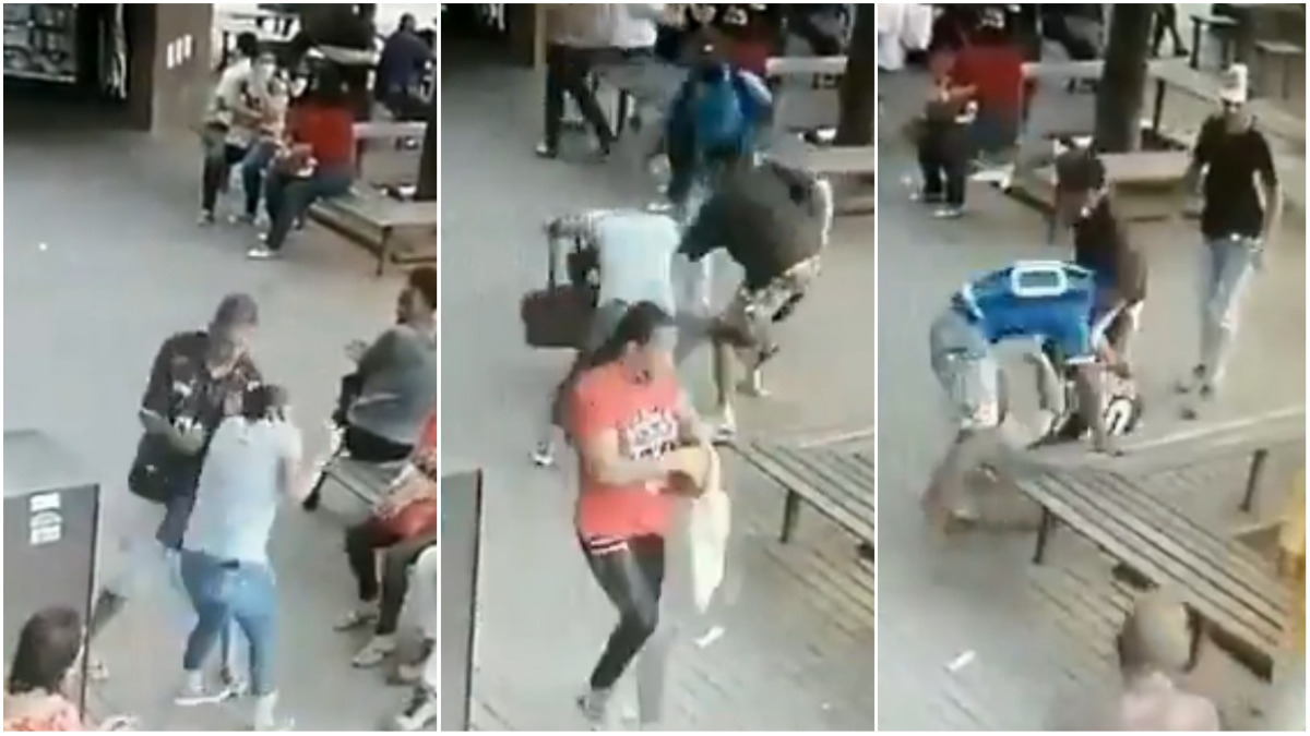 Homem ataca mulher em praca e populacao reage