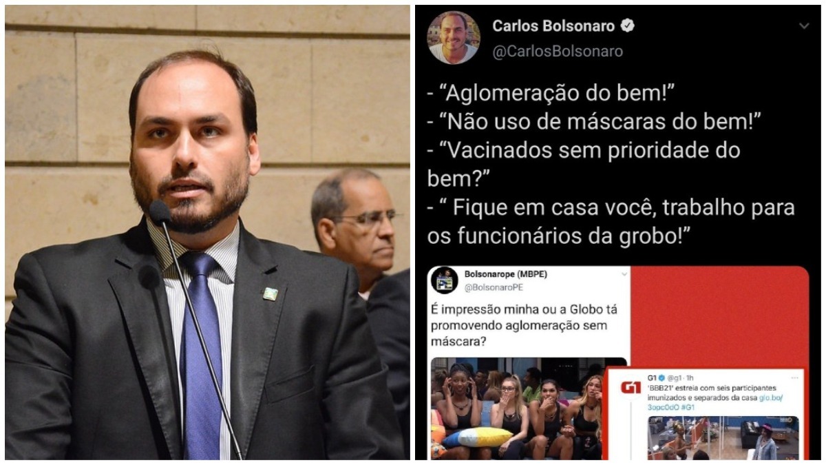 Carlos Bolsonaro tuita sobre BBB