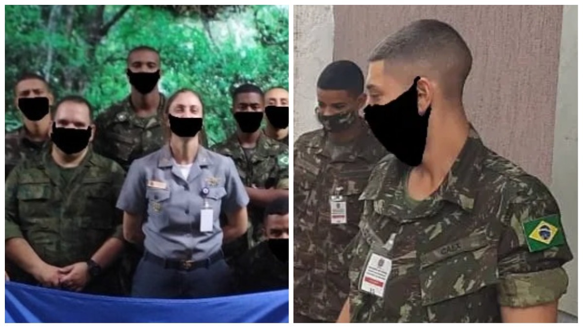 Militares com máscaras falsas