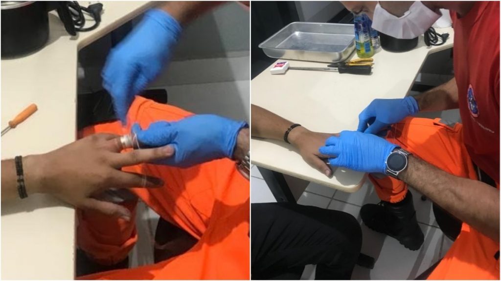 bombeiros anel preso dedo