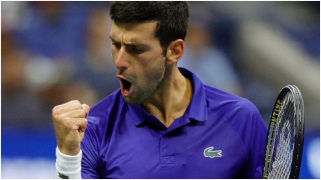Novak Djokovic comemorando