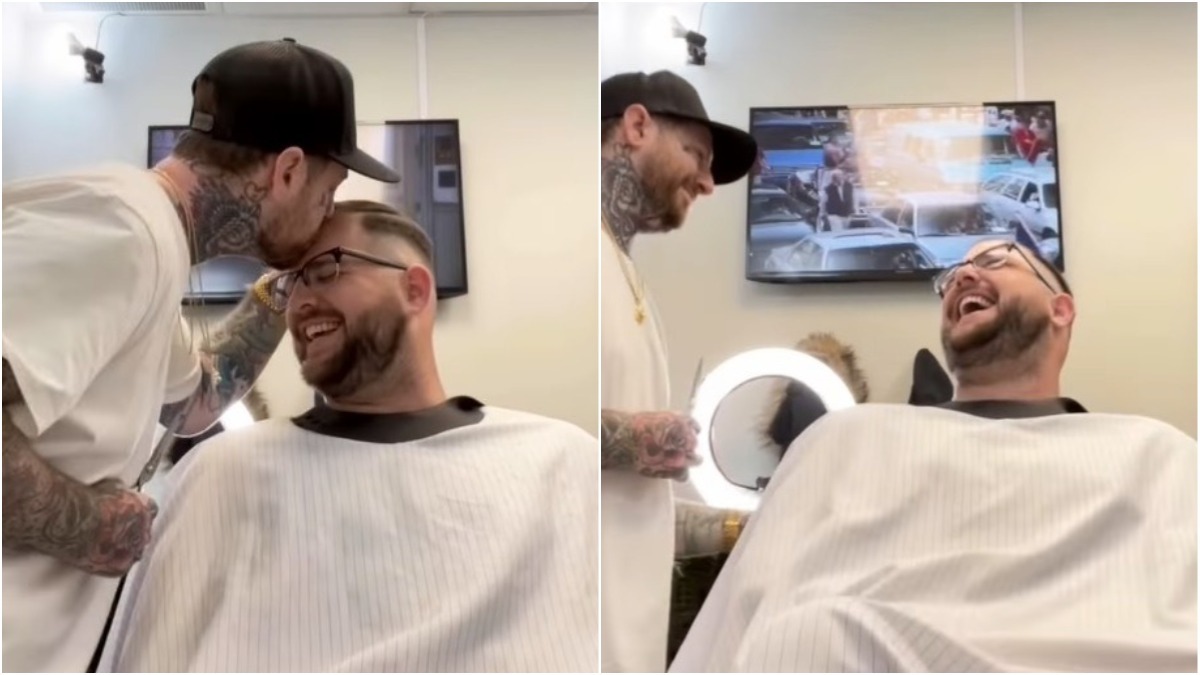 barbeiro beija clientes