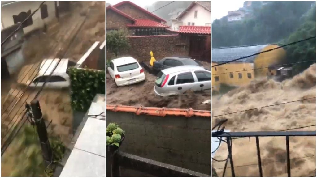 Petrópolis chuvas imagens assustam