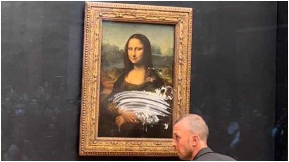 Mona Lisa ficou suja de bolo após ataque