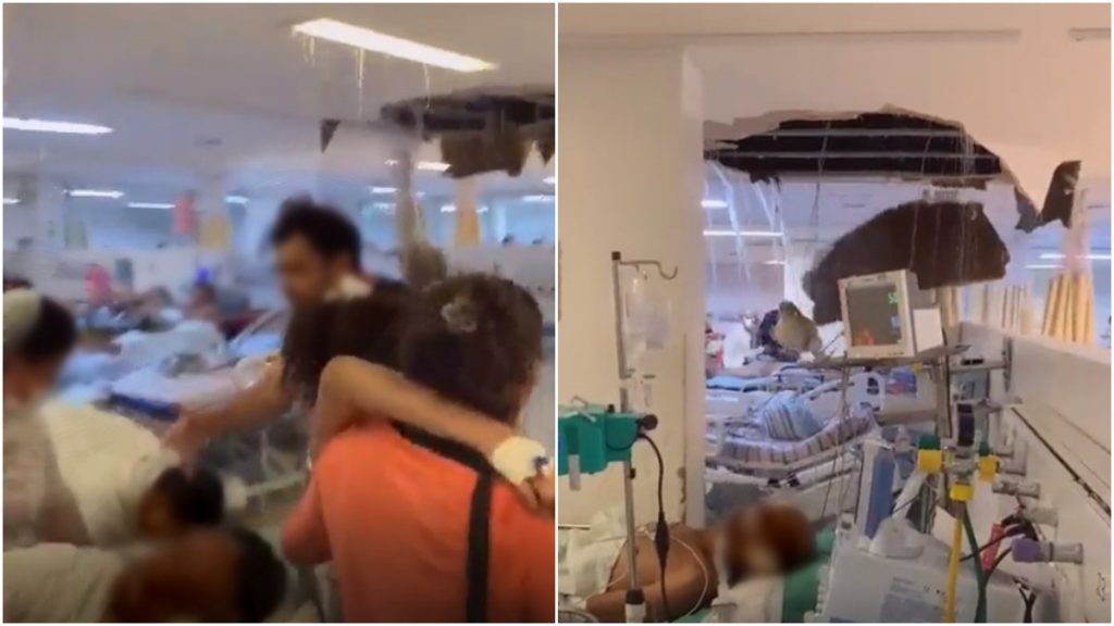 teto de hospital cai