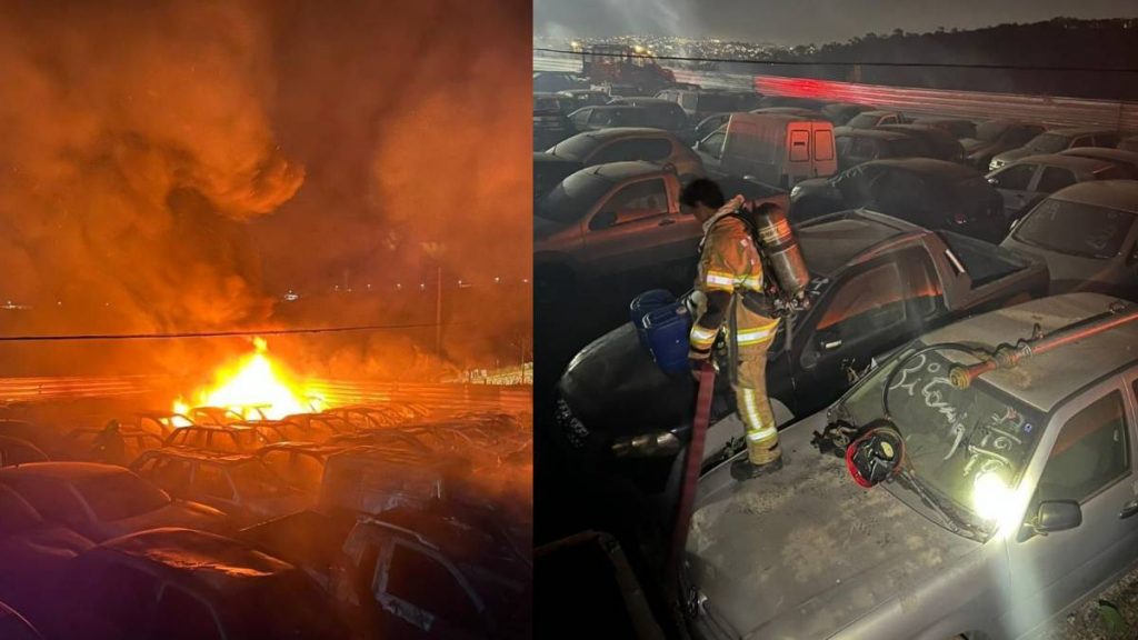 Fogo atinge pátio detran
