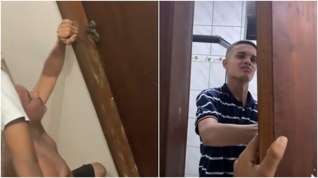 jovem preso banheiro