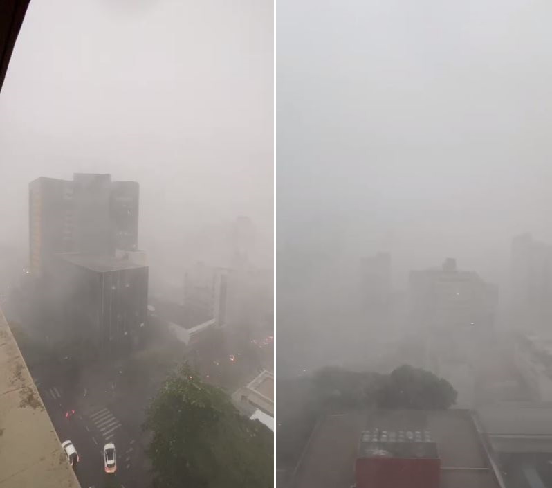 Chuva forte de granizo atinge Belo Horizonte e deixa cidade encoberta