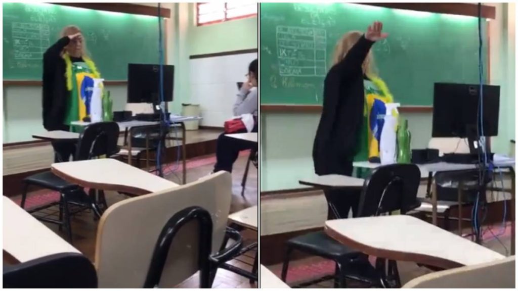 professora faz saudação nazista