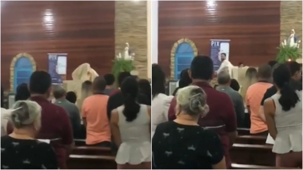 Padre abandona missa