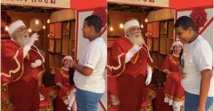 Papai Noel conversa em Libras com estudante