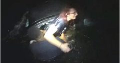 policial salva mulher presa em carro