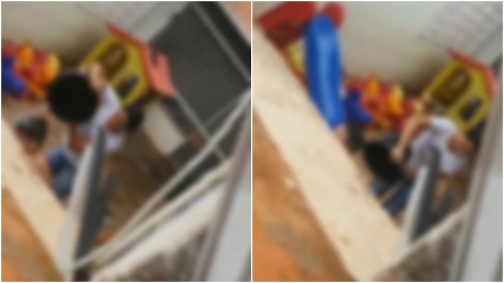 professora joga água menino autista