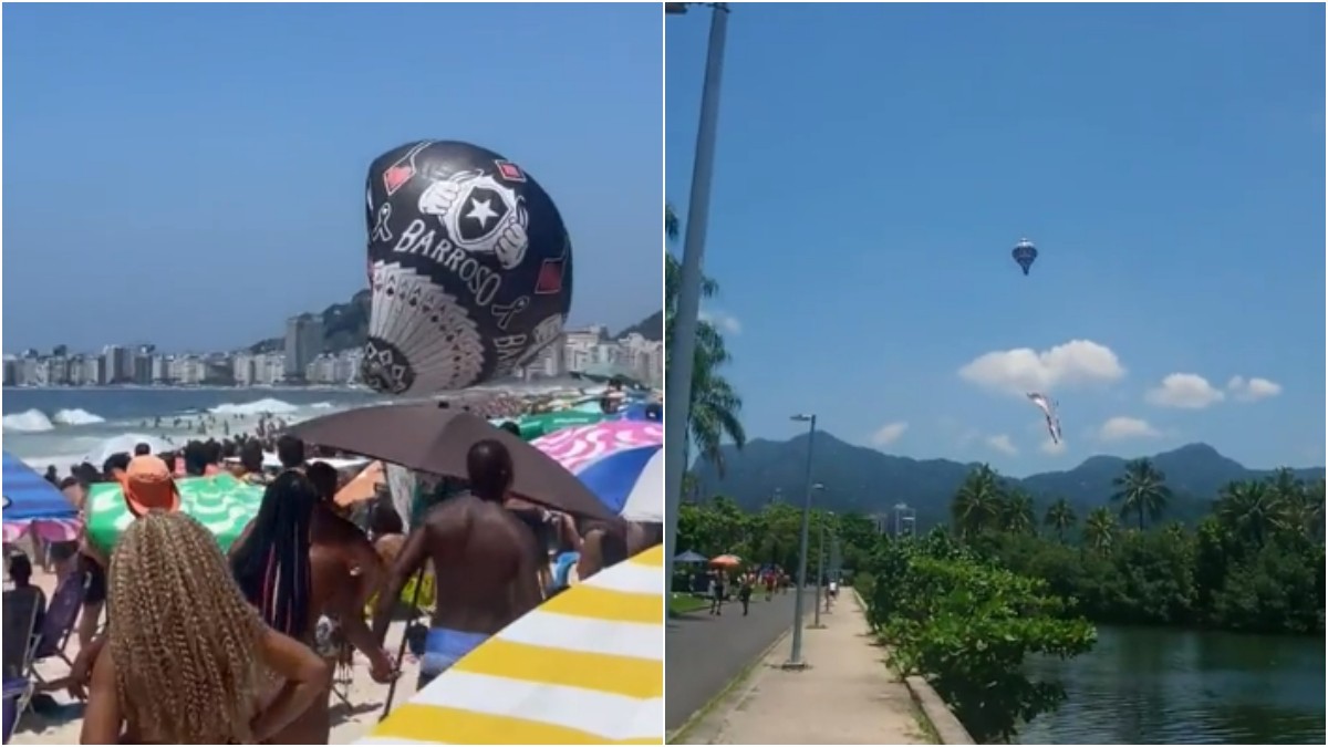 Balão cai na Praia do Leme e na Lagoa Rodrigo de Freitas