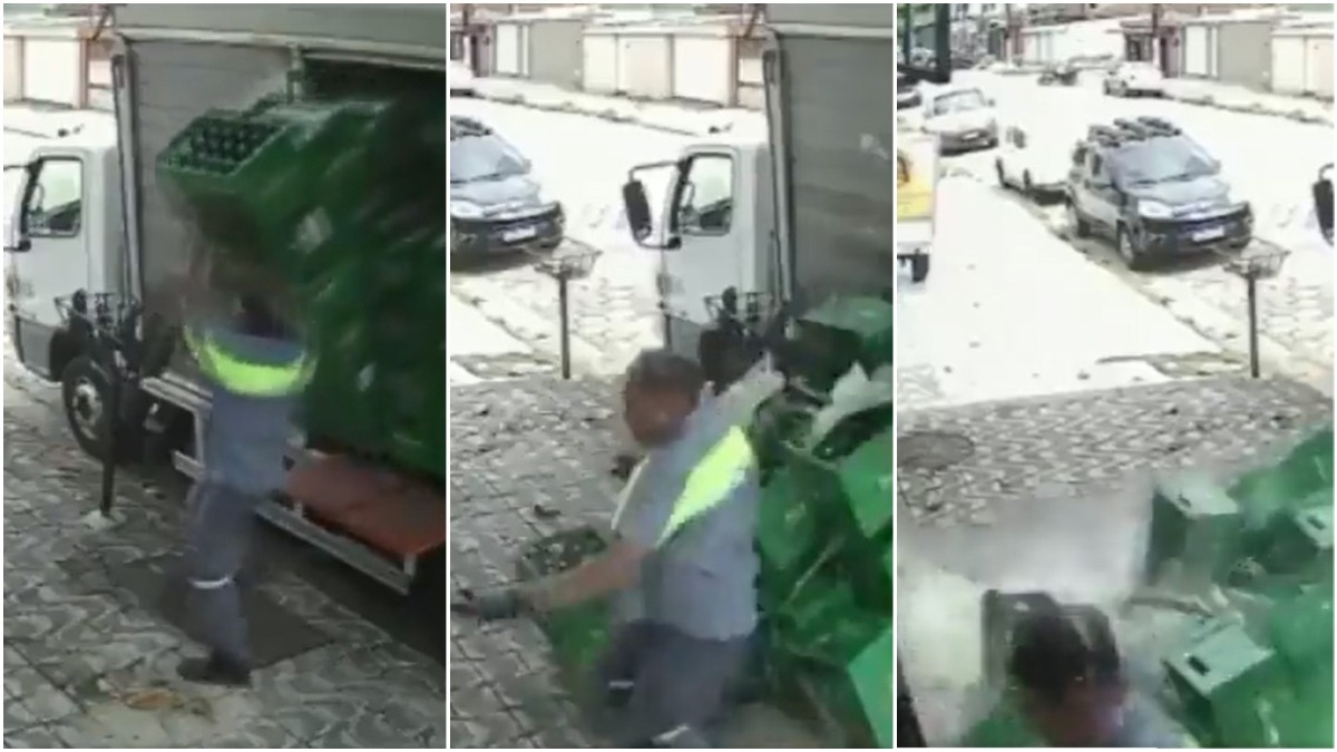 Vídeo mostra torre de cerveja desabando de caminhão em entrega em SP