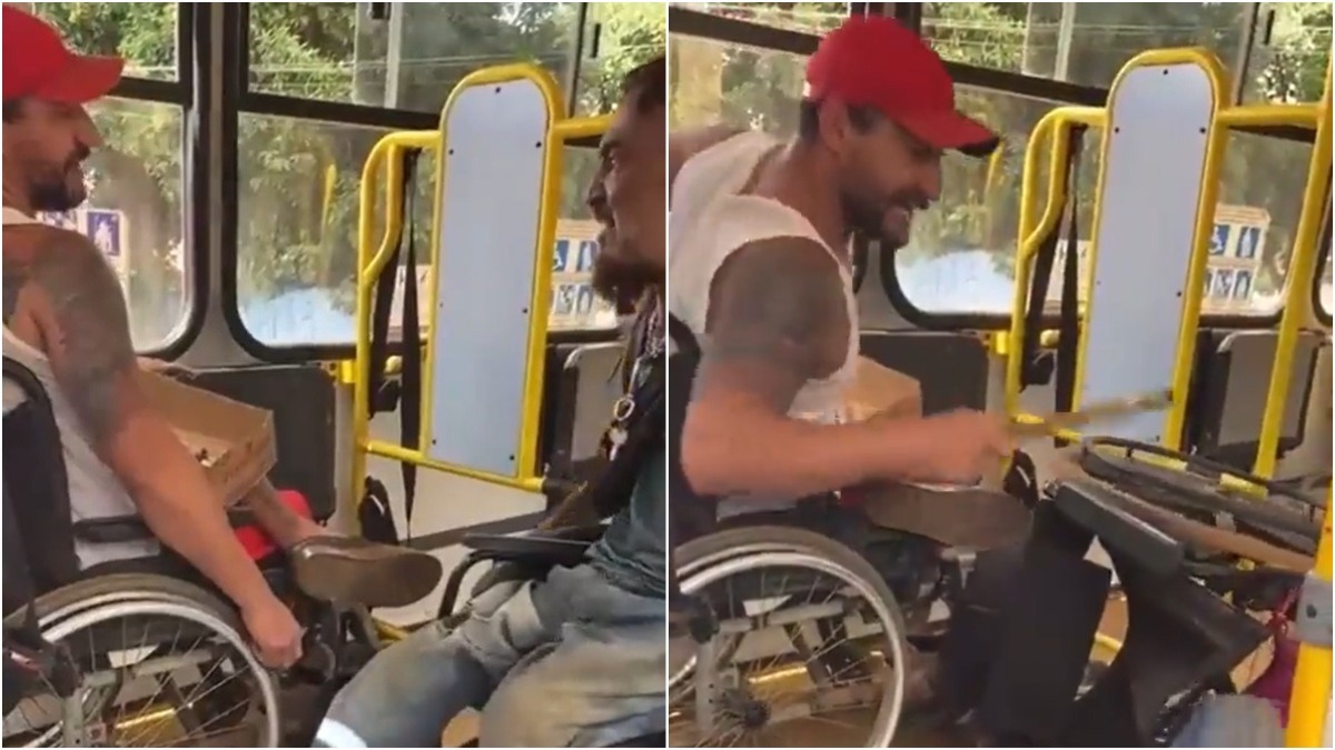 cadeirantes ônibus briga