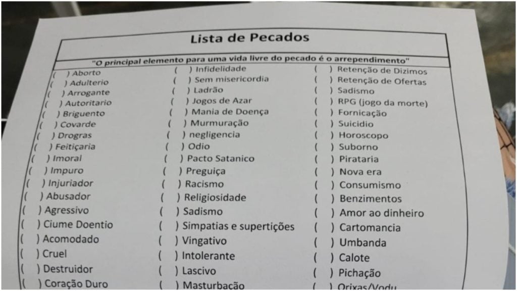 lista de pecados