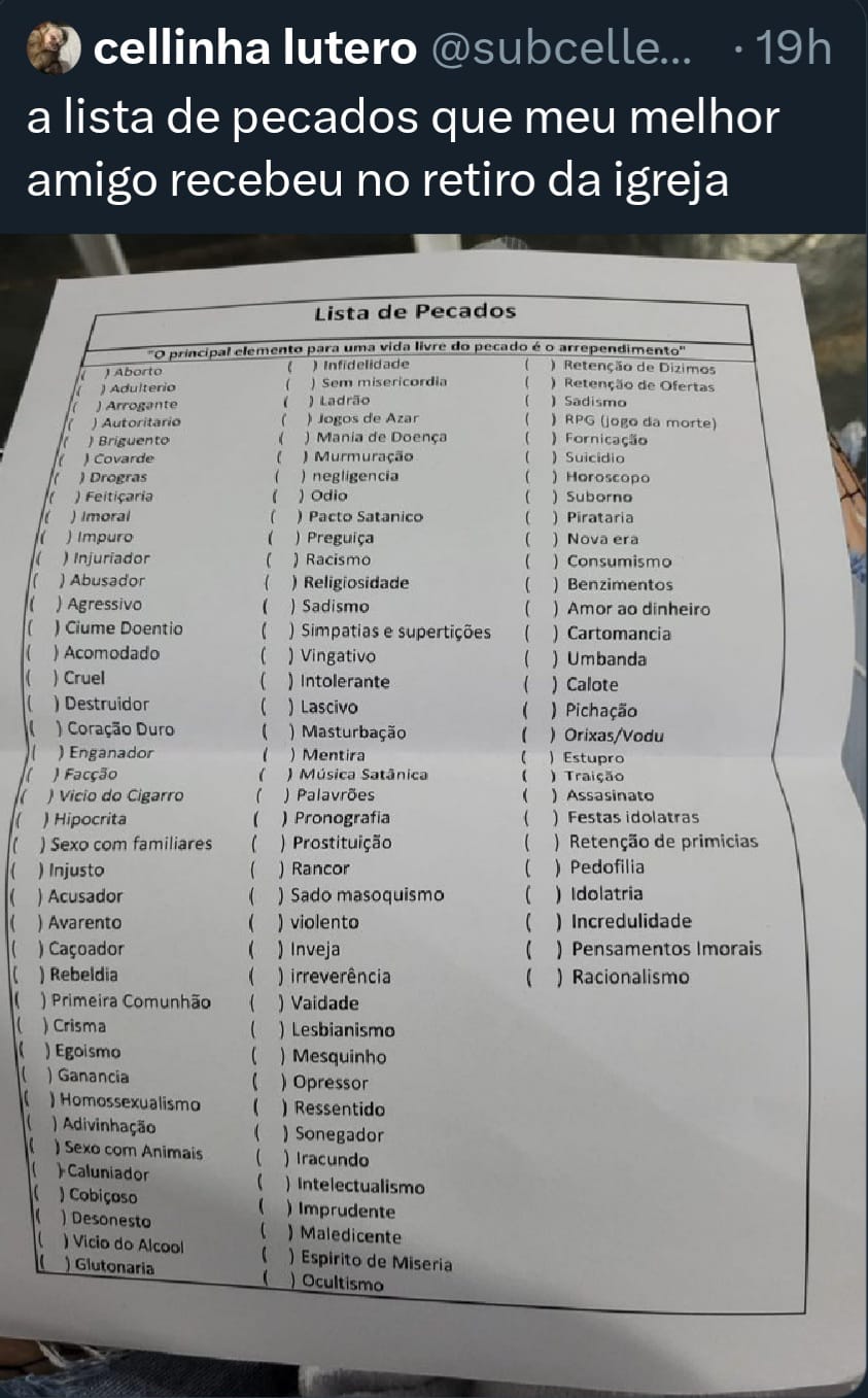 FINALIZAMOS A LISTA DE PECADOS, e quem fez mais na pontuação final?? #