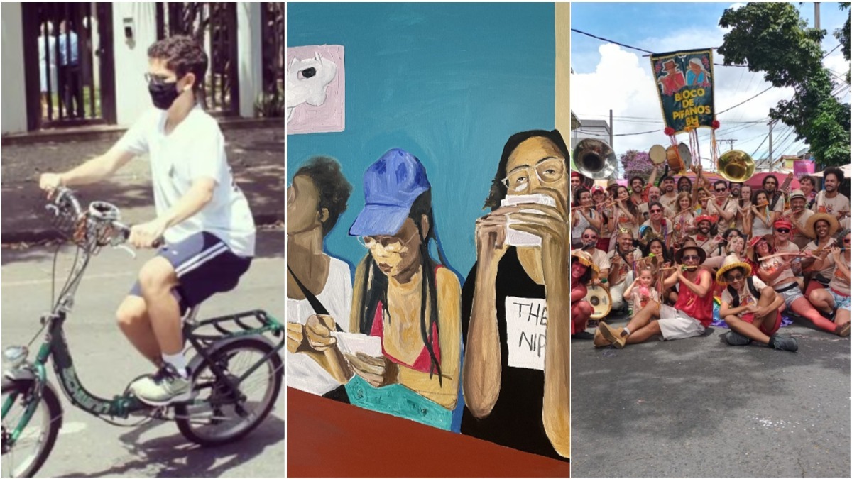 aula de bike pintura e bloco de carnaval
