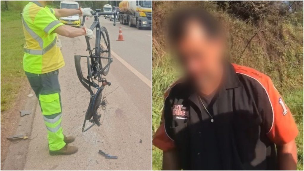 bicicleta amassada e motorista responsável por acidente